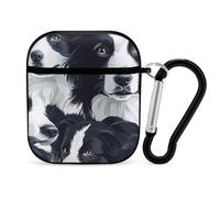 Border Collies Cute Earbuds Case Compatible with Airpods 1/2 Wireless Headphones Cover with Carabiner