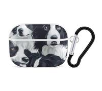 Border Collies Cute Earbuds Case Compatible with Airpods Pro Wireless Headphones Cover with Carabiner