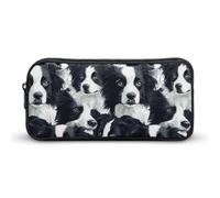 Border Collies Cute Pencil Case Large Capacity Portable Zippered Pen Pouch Bag for Office Unisex