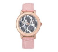 Border Collies Funny Watches for Women Pink Leather Strap Quartz Watch for Small Wrists
