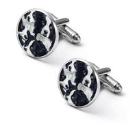 Border Collies Printed Cufflinks for Men Tuxedo Shirt Cuff Links Wedding Accessories Business Gift 2.0cm