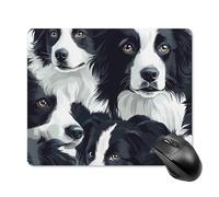 Border Collies Printed Mouse Pad with Stitched Edges Non Slip Waterproof Mousepad Desk Mat for Office Gaming
