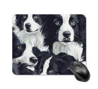 Border Collies Printed Mouse Pad with Stitched Edges Non Slip Waterproof Mousepad Desk Mat for Office Gaming