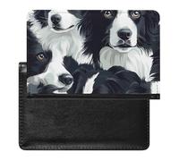 Border Collies Printed Passport Holder Cover Leather Passport Wallet Slim Card Case for Travel