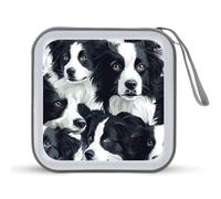 Border Collies Trendy CD Case Hard Plastic Portable DVD Storage Binder Wallet for Car Home Office