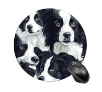 Border Collies Trendy Round Mouse Pad Non Slip Waterproof Mousepad Desk Mat for Office Gaming