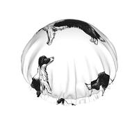 Border Collies Waterproof Shower Cap,Elastic Bathing Hair Cap Environmental Protection Hair Bath Caps, Double WaterproofBathing Shower Hat