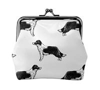 Border Collies Women's Leather Coin Purse, Small Change Pouch with Kiss-Lock Clasp Closure Buckle Wallet for Girl Gift