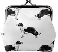 Border Collies Women's Leather Coin Purse, Small Change Pouch with Kiss-Lock Clasp Closure Buckle Wallet for Girl Gift