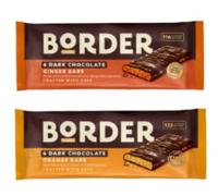 BORDER Dark Chocolate Ginger and Orange Bars, 6 Bars per Pack, Crafted with Care