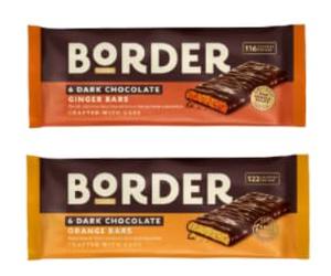 BORDER Dark Chocolate Ginger and Orange Bars, 6 Bars per Pack, Crafted with Care