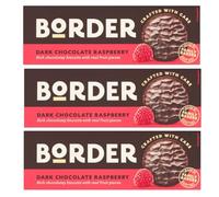 Border Dark Chocolate Raspberry Biscuits 3 x 150g - Indulgent Biscuits with Raspberry Flavour, Crafted with Care