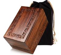 Border Engraved Rosewood Cremation Urns for Human Ashes Adult Male Female - Wooden Decorative Urns Box and Casket for Men Women Child - Burial Urn for Adults with Velvet Bag