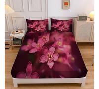 Border Flower Single Fitted Sheet Flowers Microfibre Bedding Sets 3pcs Sheets Deep Pocket 30cm with 2 Pillowcase, Bed Cover (90x190cmx30cm) sd990