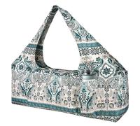 Yoga Mat Bag - Large Yoga Bag with Yoga Mat Strap, Zipper and Pockets - Yoga Bags and Carriers Fits All Your Stuff - Border Indian Floral Yoga Mat Bags for Women Fits Most Size Mats