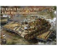 Border Model BT025 1/35 German Army No. IV Tank J Type Early/Mid Model & Flat Freight Car (2-in-1 Kit) w/Track Plastic Model