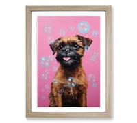 Border Terrier Bubble Gum Painting Framed Print | A2 Oak Framed Wall Art | Ready to Hang | Modern Animal Picture | Living Room Bedroom Lounge Office