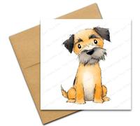 Border Terrier Card - Dog Lover Blank Greetings Card for any Occasion - Birthday, Retirement, Good Luck, Get Well Soon - Cartoon Doodle Cute Pet Dog Breeds