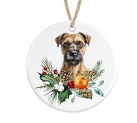 Border Terrier Ceramic Ornament, Christmas Tree Bauble Decoration (No text)