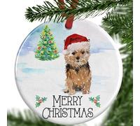 Border Terrier Christmas Ornament - Personalised Dog Bauble - Custom Ceramic Tree Decoration - Pet Memorial Gift - Gift Boxed Keepsake for Dog Lovers - UK Made Festive Decor
