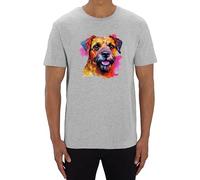 Border Terrier Colorful Dog Breed Cute Art T-Shirt Classic Urban Tees Tops Men's Clothing Grey