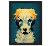 Border Terrier Dog Artwork Framed Wall Art Print A4 Artery8 Black One Size