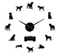Border Terrier Dog Breed Wall Art DIY Mirror Stickers Large Wall Clock Frameless Slient Big Wall Watch Borders Home Decor Gifts(Black,37in)