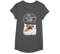 Border Terrier Dog Nightgown Pajama T-Shirt, Girls, Asphalt Grey, Large