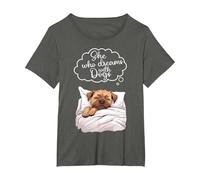 Border Terrier Dog Nightgown Pajama T-Shirt, Women's Plus, Asphalt Grey, 1X