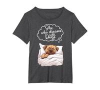 Border Terrier Dog Nightgown Pajama T-Shirt, Women's Plus, Dark Heather Grey, 4X