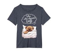 Border Terrier Dog Nightgown Pajama T-Shirt, Women's Plus, Heather Blue, 5X