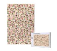 Border Terrier Dog Vintage Florals,1000 Pieces Adults Puzzle Game Challenging Puzzles,Jigsaw Puzzles