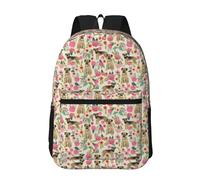 Border Terrier Dog Vintage Florals, 17 Inch Backpack With Pockets Casual Daypack Water Resistant School Bag