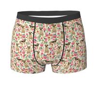 Border Terrier Dog Vintage Florals,Men's Underwear Boxer Briefs Comfort Soft Stretch for Man Multicolour