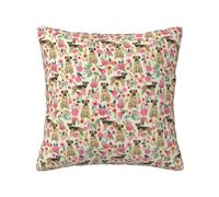 Border Terrier Dog Vintage Florals, Pillow Cover Decorative Throw Pillowcase Soft Polyester Cushion Covers 45x45 cm