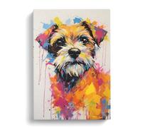Border Terrier Expressionism Canvas Print | Gallery Wrapped 30mm Frame Wall Art | 30x20 inches | Ready to Hang | Eclectic Picture | Living Room Bedroom Lounge Office