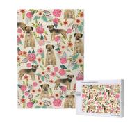 Border Terrier Florals Cream,1000 Pieces Adults Puzzle Game Challenging Puzzles,Jigsaw Puzzles