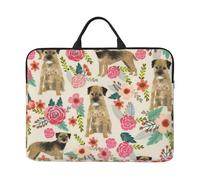 Border Terrier Florals Cream, 14 Inch Laptop Sleeve, Notebook Bag Laptop Case Sleeve Briefcase with Handle