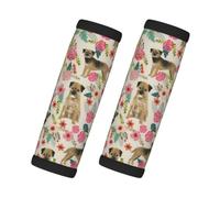 Border Terrier Florals Cream, 2 Pcs Luggage Handle Wrap Grips, Comfort Soft Handle Covers Luggage Tag