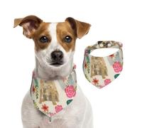 Border Terrier Florals Cream,Pet Bib Scarf Cats Dog Bandana Dogs Towel Bib Adjustable Pet Scarf,M