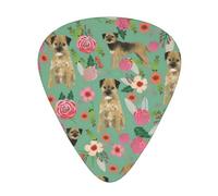 Border Terrier Florals Dog Breed,12 Pcs Guitar Pick,3 Different Thickness Plectrums for Acoustic Guitar Bass Ukulele (0.46mm 0.96mm 0.71mm)