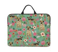 Border Terrier Florals Dog Breed, 14 Inch Laptop Sleeve, Notebook Bag Laptop Case Sleeve Briefcase with Handle