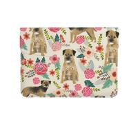 Border Terrier Florals Dog Breed Cream, Leather Laptop Sleeve, Notebook Bag Laptop Case Sleeve Tablet Briefcase