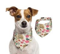 Border Terrier Florals Dog Breed Cream,Pet Bib Scarf Cats Dog Bandana Dogs Towel Bib Adjustable Pet Scarf,L