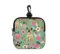 Border Terrier Florals Dog Breed, Square Zipper Storage Bag, Neoprene Coin Purse, Small Wallets, Change Pouch, Change Purse