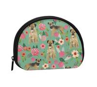Border Terrier Florals Dog Breed, Women's Storage Bag Shell Makeup Bag Small Coin Purse Shell Change Pouch