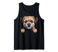 Border Terrier Funny Peeking Pocket Puppy Dog Lover Tank Top