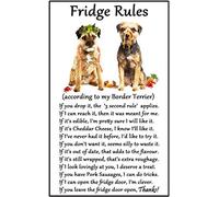 Border Terrier Gift - Fridge Rules - Large Fun flexible Fridge Magnet- size 16cms x 10 cms (approx. 6" x4")