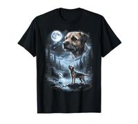 Border Terrier Howling to the Moon Retro 90's Dog T-Shirt