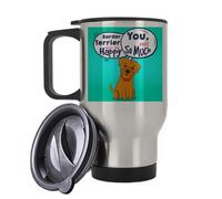 Border Terrier Make Me Happy, You Not So Much Themed 14 oz Travel Mug. - Gift for Christmas (Silver)